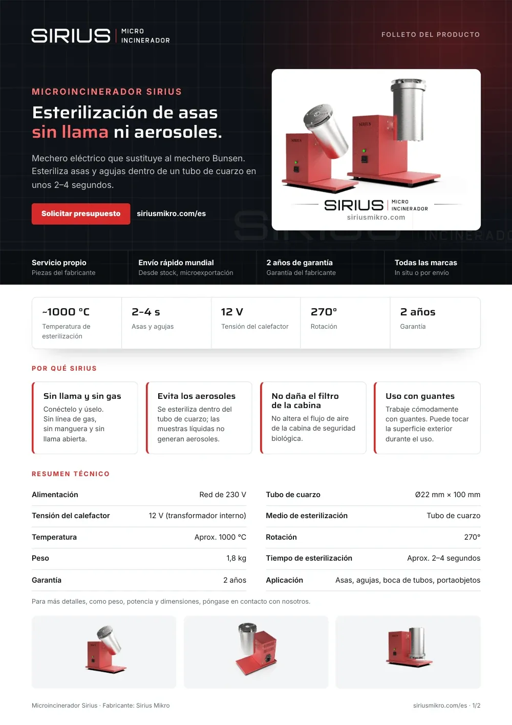 Folleto del producto, página 1