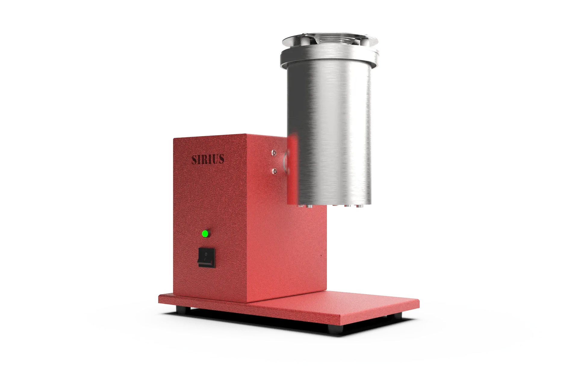 Sirius micro-incinerator, front three-quarter view with the quartz tube upright