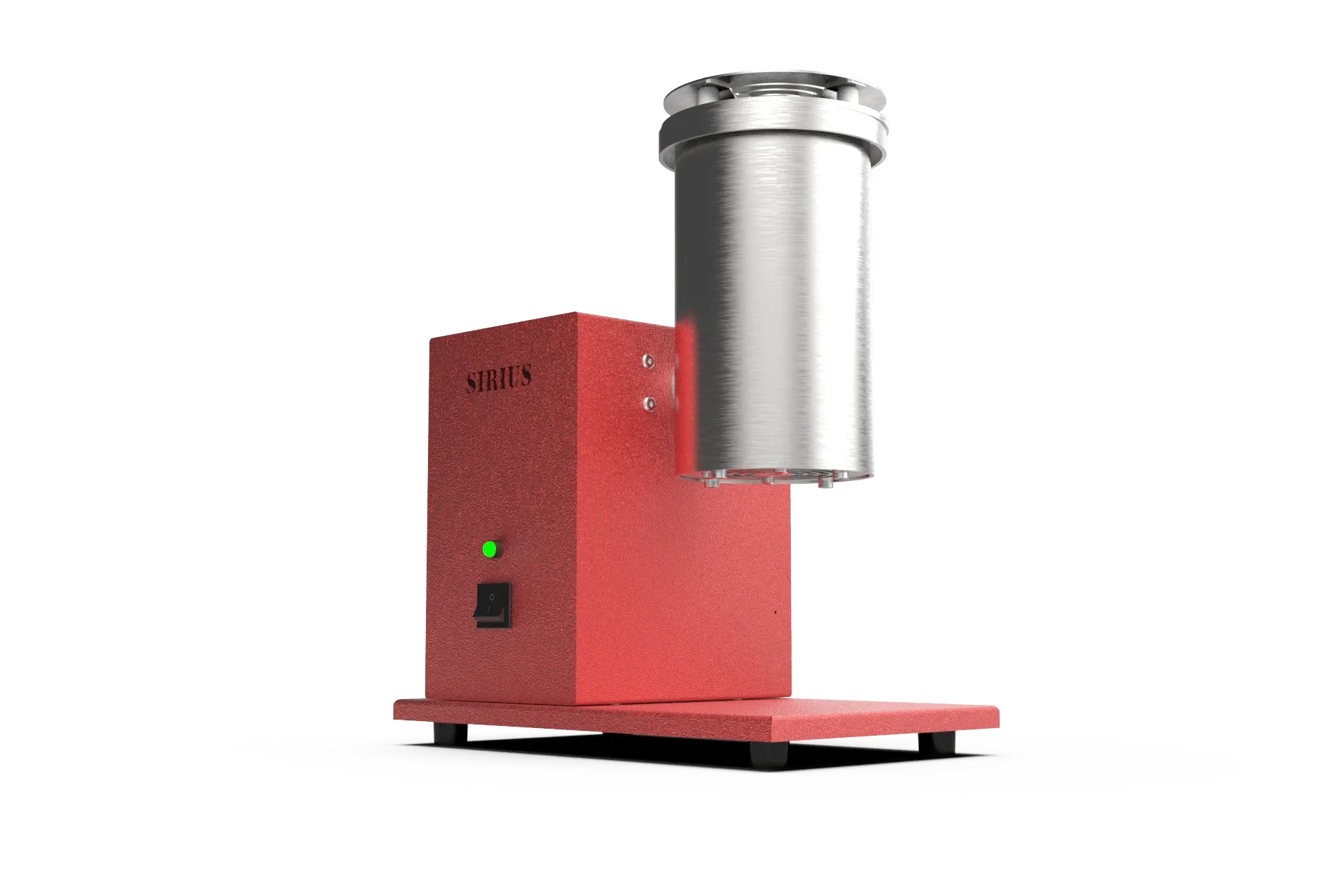 Sirius micro-incinerator, low-angle three-quarter view